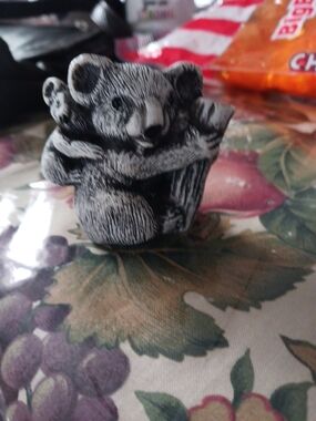 Soap Stone Miniature Koala Figurine - Black & White
